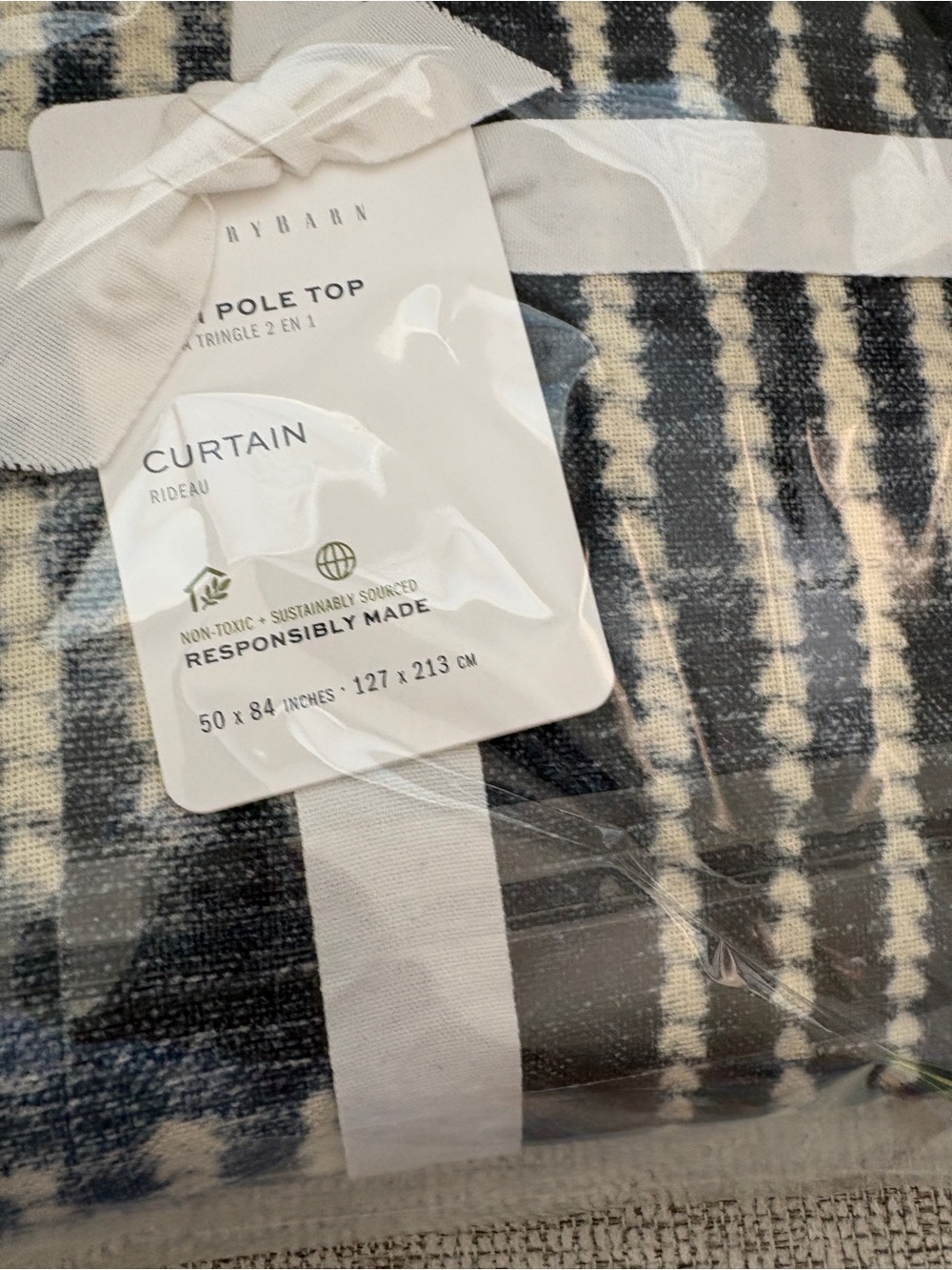 Pottery Barn 2 Indigo Shibori Linen Cotton Curtain Panel 50x84 NWT - Picture 7 of 8